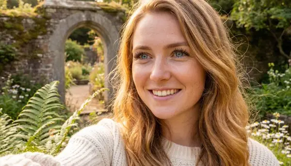 Photorealistic portrait of a woman in a garden generated by Qwen-Image-2.0